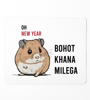 HopOffer New Year More Food, Graphics Printed Mousepad On New Year Non Slip Base Mousepad(White)
