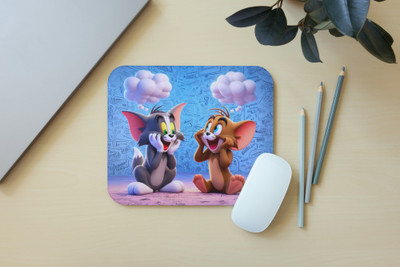 Zipcartz Premium Tom and Jerry Mousepad for Kids & Adults | Cartoon Desk Mat | Non Slip Base Mousepad(Multicolor)