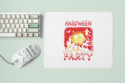 Special Trend Hub Halloween Party (Trees Evil Pumpkins) white gaming mousepad Non Slip Base Mousepad(White)