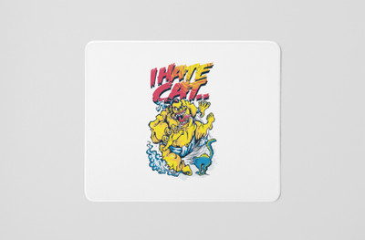 Rushaan I Hate Cat (Ginnie & Cat Together) - horror themed printed white gaming mousepad Non Slip Base Mousepad(White)