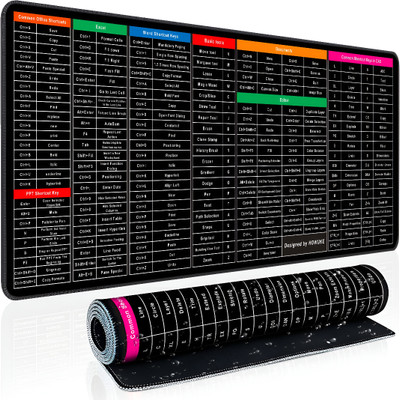 SRBK fashion Windows & Office Keyboard Shortcuts Desk Mat – XL Mouse Pad 800x300mm Non Slip Base Dual Sided Mousepad(Black)