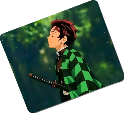 PRINTIX Anime Mouse Pad | Demon Slayer Cartoon Gaming Mat | Smooth Cloth Study Desk Pad Non Slip Base Mousepad(Green)