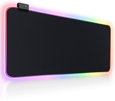 RUDRAKSH RGB Keyboard Mouse Pad with 11 Lighting Modes 7 LED Colors Non Slip Base Mousepad(Black)