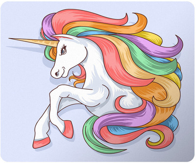 PrintingZone Compatible Print Unicorn Mouse Pad (8 inch X 7 inch) (MP-344) Non Slip Base Mousepad(Black)