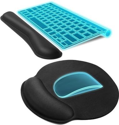 CHEFERYN 2-in-1 Keyboard Wrist Rest, Memory Foam Pad for Keyboard Mousepad(Black)