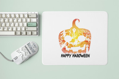 Special Trend Hub Happy HalloweenHalloween theme printed white gaming mousepad Non Slip Base Mousepad(White)