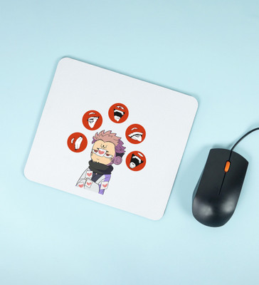 Special Trend Hub Itadori's Five Faces Printed Mousepad Non Slip Base Mousepad(White)
