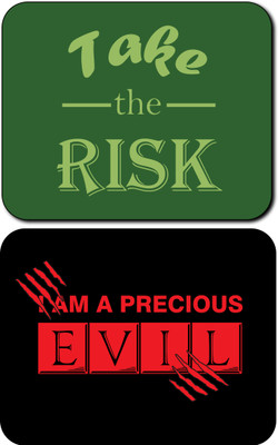 Rexel Spelax MOUSEPAD COMBO PACK OF 2 ( TAKE THE RISK AND I AM A PRECIOUS EVIL ) Non Slip Base Mousepad(Green, Black, Red)