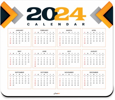 FirseBUY 2024 Calendar Mouse Pad Model S2MM0218 Gaming Designed Mouse Mat Non-Slip Rubber Mousepad(White & Orange)