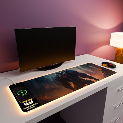 JCBL Accessories 2-IN-1 RGB Mouse Pad with 15W Wireless Charger For Office & Home Gaming Keyboard Mousepad(The Player)