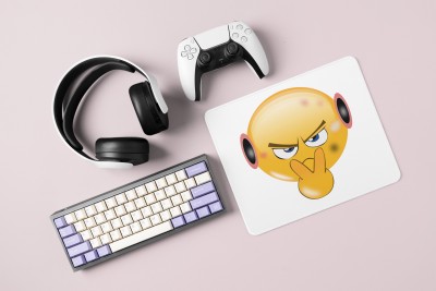 Rushaan I Am Watching You Emoji- Emoji Printed Mousepad For Emoji Lovers Mousepad(White)