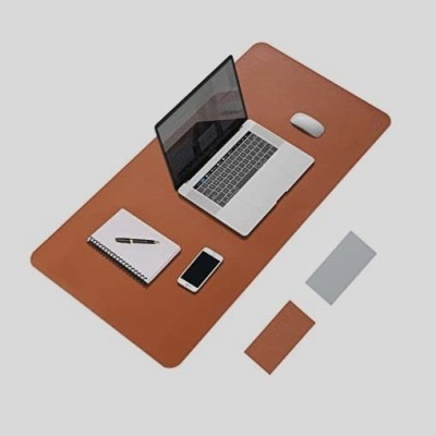 Nathgra Dual-Sided Multifunctional, Waterproof Non-Slip Dual Desk Mat (80cm x 40cm) Mousepad(Brown + Grey For Desktop Laptop Computer)