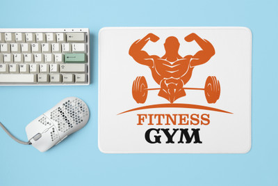 Rushaan Fitness Gym, (BG Orange) - Printed Mousepad Non Slip Base Mousepad(White)