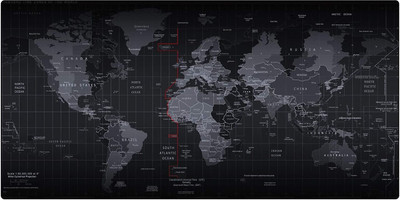 Inovera World Map Extended Gaming Mouse Pad Mat (Black) Mousepad(Black, Grey)