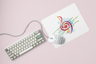Rushaan Musical instrument (BG Blue ) Printed Mousepads For Music Lovers Non Slip Base Mousepad(White)