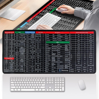 CITYCART English Shortcut Keys Desk pad Office Large Computer Mouse Ma Mousepad(Black)