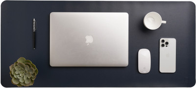 drag ton Leather Desk Mat | Large Reversible Mouse Pad & Computer Table Protector Non Slip Base Dual Sided Mousepad(Navy Blue)