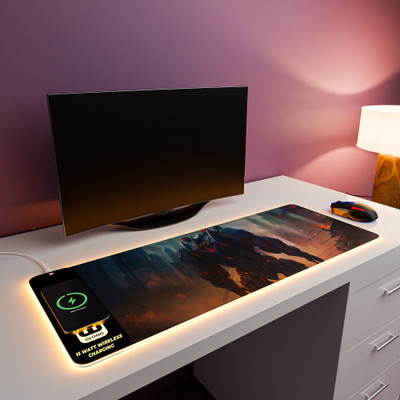 JCBL Accessories 2-IN-1 RGB Mouse Pad with 15W Wireless Charger For Office & Home Gaming Keyboard Non Slip Base Mousepad(The Player)
