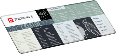 Portronics Comfipad 2 Extended Mouse Pad, Windows Shortcuts, Non-Slip Base, Stitched Edges Non Slip Base Mousepad(Grey)