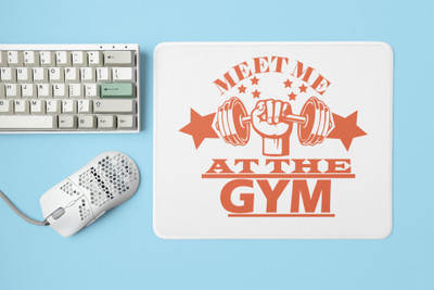 Rushaan Meet Me At The Gym text in orange - Printed Mousepad Non Slip Base Mousepad(White)