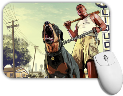 GROOFIEZ GTA Mouse Pad Non-Slip Rubber Base for PC Laptop (9x7 inch) Non Slip Base Mousepad(Black)