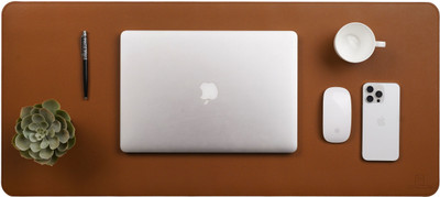 drag ton Leather Desk Mat | Large Reversible Mouse Pad & Computer Table Protector Non Slip Base Dual Sided Mousepad(Tan & Black)