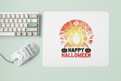 Special Trend Hub Happy Halloween theme printed white gaming mousepad Non Slip Base Mousepad(White)