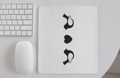 Rushaan Two Birds -Printed Mousepads Non Slip Base Mousepad(White)