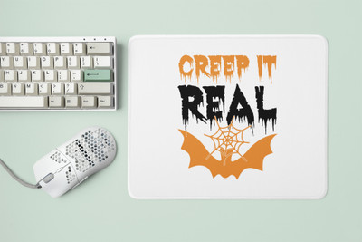 Special Trend Hub Creep it real (Spider Web) - Halloween theme printed white gaming mousepad Non Slip Base Mousepad(White)