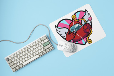 Rushaan Pink heart arrow- Printed animated Mousepad for animation lovers Mousepad(White)