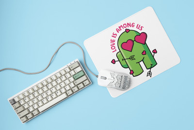 Rushaan Love is among us green game man - Printed animated Mousepad for animation lovers Mousepad(White)