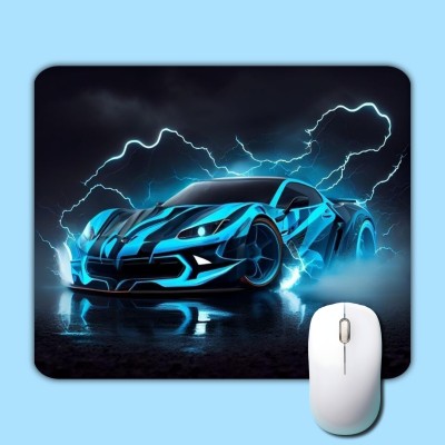 GENX Mouse Pad Car Print Design With Non Slip Base For Desktop,Laptop,Gaming Mousepad(Blue & Black)