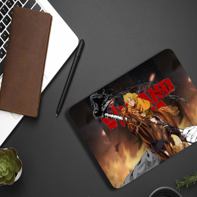 Inkaura Vinland Saga Anime Printed Thorfinn Mousepad 9x7 Inch | For Laptop & Desktop Non Slip Base Mousepad(Multicolor)