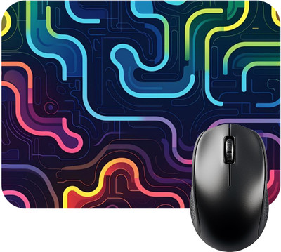 FINIXSTORE Premium Neon Colorful Pattern Printed (9 inch x 7 inch) Non Slip Base Mousepad(Multicolor)