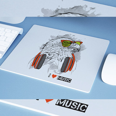 Aim Cool Eagle Headphones Mousepad for Music Lovers Non Slip Base Mousepad(White)