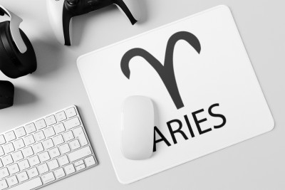 Rushaan Aries - Zodiac Sign Printed Mousepads For Astrology Lovers Mousepad(White)