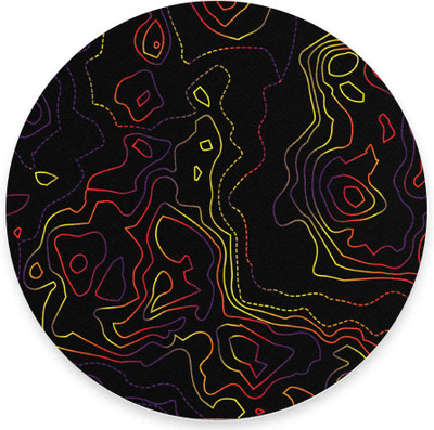 The Custom Crow Topographic Contour Abstract Art Textured Round Mouse Pad Non Slip Base Mousepad(Pattern 8)