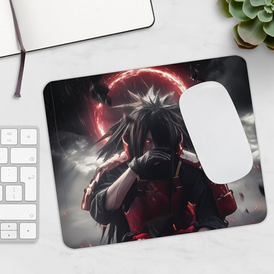 Gifting Domus Madara Uchiha Anime Mouse Pad/Desk Mat – 7.5 x 9 Inches, Anti-Skid Rubber Non Slip Base Mousepad(Red, Black)
