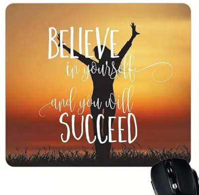 RiwariaHub Believe in your self and you will be success printed mouse pad Non Slip Base Mousepad(Orange, White)