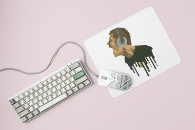 Rushaan Intense music Printed Mousepads For Music Lovers Non Slip Base Mousepad(White)