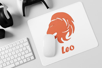Rushaan Leo (BG orange) - Zodiac Sign Printed Mousepads For Astrology Lovers Non Slip Base Mousepad(White)