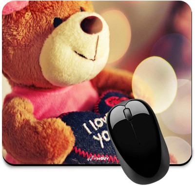 FirseBUY Cute Teddy Printed Non Slip Base Mousepad(Multicolor)