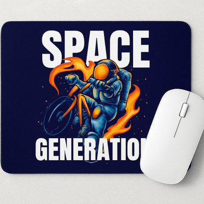 NEELKANTH ENTERPRISES KOTA Space Generation Mouse Pad 23X19 CM Non Slip Base Mousepad(Multicolor (Blue, Orange, White))