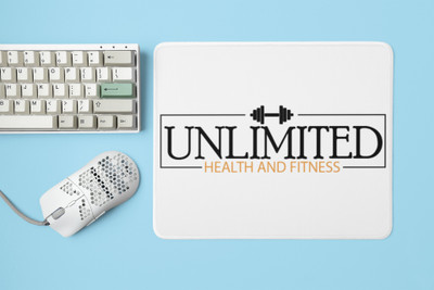 Rushaan Health and Fitness,Unlimited, (BG Orange) - Printed Mousepad Non Slip Base Mousepad(White)