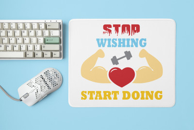 Rushaan Stop Wishing, Start Doing, (BG Red, White, Yellow) - Printed Mousepad Non Slip Base Mousepad(White)