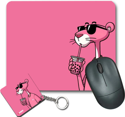 swappy printed mouse pad pink panther Non Slip Base Mousepad(Multicolor)