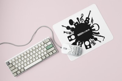 Rushaan Music background (BG Black ) Printed Mousepads For Music Lovers Mousepad(White)