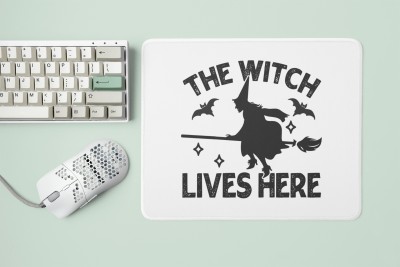 Tulip Art The Witch Lives Here-Halloween Theme Mousepads Mousepad(White)