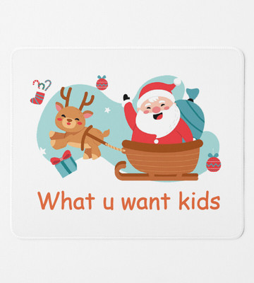 HopOffer Santa Loves Kids: Christmas Printed Mousepad Non Slip Base Mousepad(White)