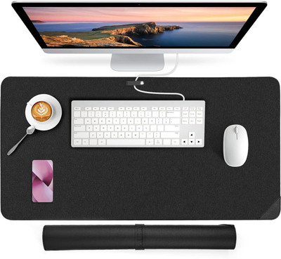 LAPREX Laptop Pad Desk Pad, Ultra Thin, Extra Large, Laptop Table Protector for Office Non Slip Base Dual Sided Mousepad(Black)
